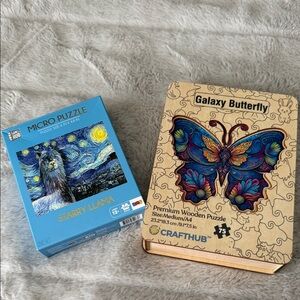 Mini Puzzle Bundle - Butterfly Wood Puzzle and Starry Llama Mini Puzzle